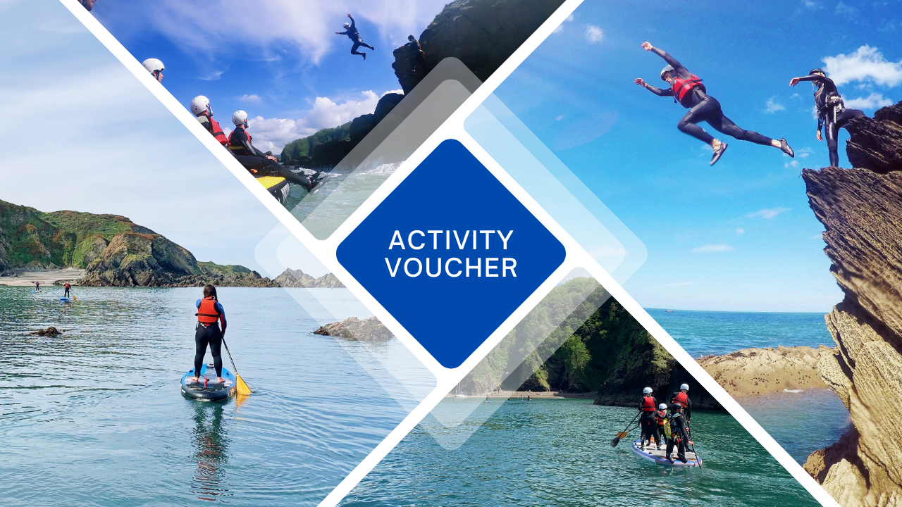 activity voucher, experience, gift voucher, gifts for him, gifts for her, coasteering voucher, paddleboarding voucher, paddleboarding near me