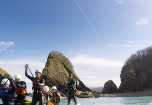 scout group paddleboarding in north devon