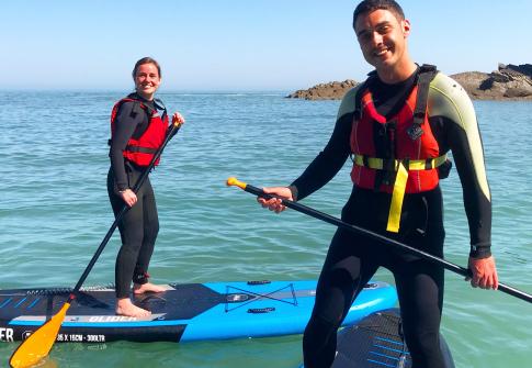 SUP, stand up paddleboard, surf, couple, sun, sea , coastline